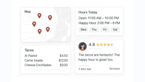 Restaurant group SEO: map, hours, menu, reviews