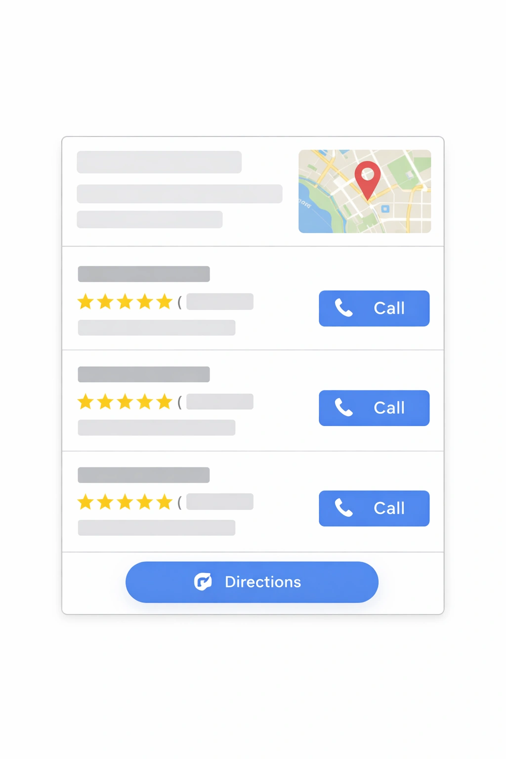 Google local three pack example showing local business search results